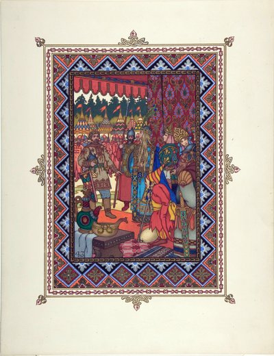 Ilustracja do bajki Marya Morevna (Maria des mers) par Zvorykin, Boris Vasilievich (1872-po 1935), c. 1925 - Litografia kolorowa, 27,3x20,5 - Kolekcja prywatna autorstwa Boris Vasilievich Zvorykin