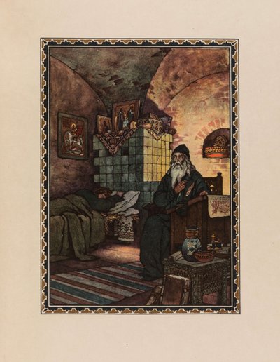 Pimen. Ilustracja do dramatu Borysa Godunowa A. Puszkina, 1927. autorstwa Boris Vasilievich Zvorykin