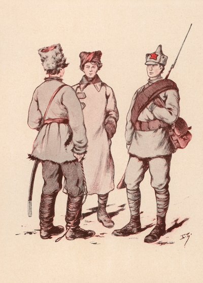Żołnierze Armii Czerwonej (kolor lito) autorstwa Boris Vasilievich Zvorykin