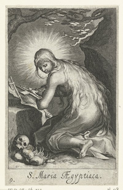 Święta Maria z Egiptu jako pustelnik Pustelnicy (tytuł serii) Sacra Eremus Ascetriarum (tytuł serii) autorstwa Boëtius Adamsz. Bolswert