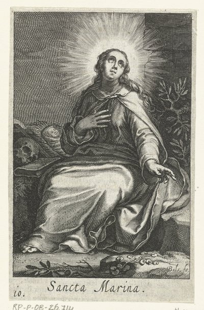 Święta Marina Aleksandryjska jako pustelnik Sancta Marina (tytuł na obiekcie) Pustelnicy (tytuł serii) Sacra Eremus Ascetriarum (tytuł serii) autorstwa Boëtius Adamsz. Bolswert