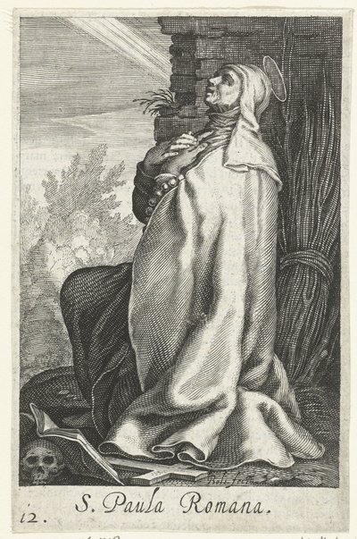 Św. Paula z Rzymu jako pustelnik S. Paula Romana (tytuł na obiekcie) Pustelnicy (tytuł serii) Sacra Eremus Ascetriarum (tytuł serii) autorstwa Boëtius Adamsz. Bolswert