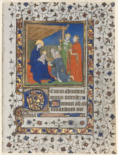 Bifolio z Księgi Godzin: Adoracja Trzech Króli, c. 1415. autorstwa Boucicaut Master