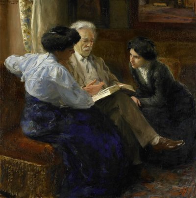 Alphons Marie Antoine Joseph Grandmont (1837-1909), drugi mąż Artysty, udziela korepetycji dwóm włoskim dziewczynom autorstwa Bramine Hubrecht