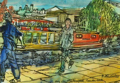 Chłopcy na ścieżce holowniczej, Camden Lock (akwarela na papierze) autorstwa Brenda Brin Booker