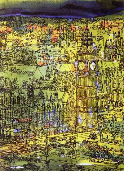 Westminster (wc i technika mieszana na papierze) autorstwa Brenda Brin Booker