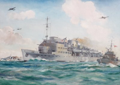 HMS Prins Albert w drodze do Dieppe niosący nr 4 Commando, 19 sierpnia 1942 r autorstwa Brian Joseph Mullen