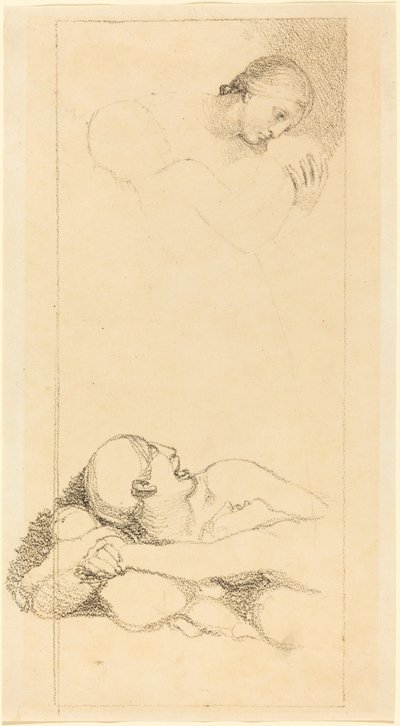 Przerażony Mężczyzna Patrząc W Górę; Kobieta i dzieci autorstwa British 18th Century after John Flaxman
