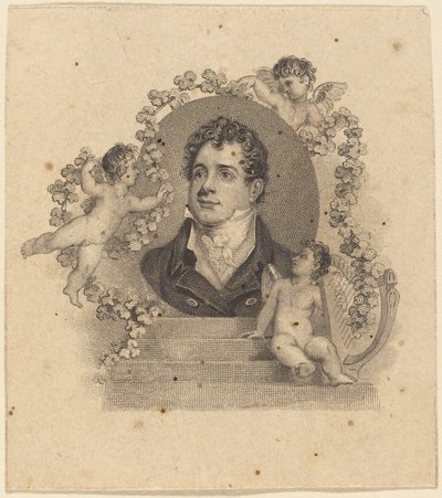Portret młodego dżentelmena w otoczeniu amorków; Lord Byron? autorstwa British 19th Century