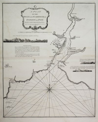 Plan drogi i portu Fowey lub Foy autorstwa porucznika Jamesa Cooka z Królewskiej Marynarki Wojennej autorstwa British School