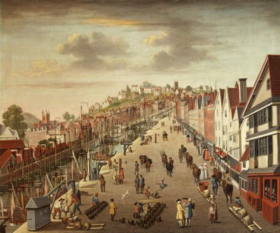 Broad Quay, Bristol, ok. 1760 (olej na płótnie) autorstwa British School