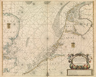 Mapa Morza Północnego i wybrzeża Holandii autorstwa British School