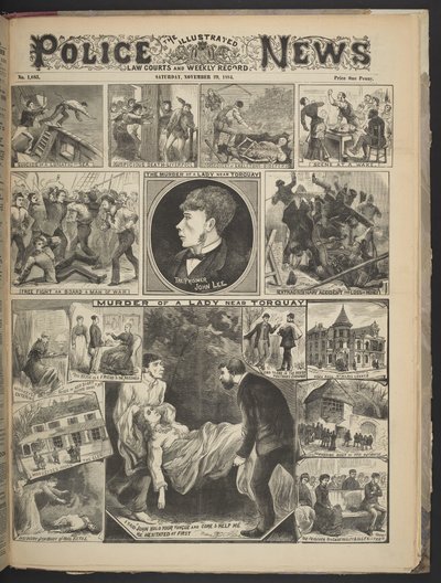 Przednia okładka Illustrated Police News, 29 listopada 1884 (lito) autorstwa British School