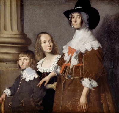 Hester Tradescant i jej pasierbowie, John i Frances, ok. 1930 r. 1644 autorstwa British School
