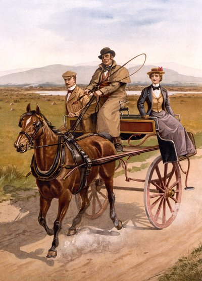 Irlandzki Jaunting Car, c.1895 (kolor lito) autorstwa British School