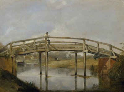 Pejzaż z rzeką i mostem, ok. 1930 r. 1830 (olej na płótnie) autorstwa British School