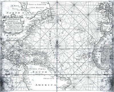 Mapa północnego Atlantyku z podziałem na góry i strony autorstwa British School