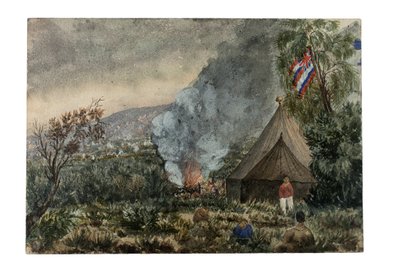 Wulkan Mauna Kea, Hawaje, marzec 1859 (akwarela na papierze) autorstwa British School
