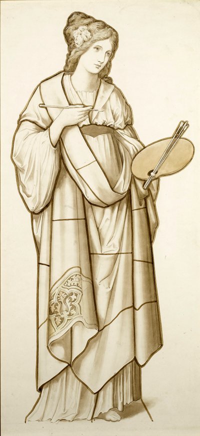 Muza malarstwa - rysunek do witrażu, ok. 1890 (akwarela na papierze) autorstwa British School