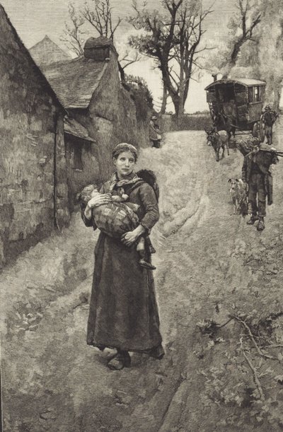 Biedna wiejska wdowa (grawerowanie) autorstwa British School