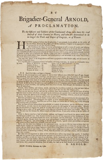 Odezwa do oficerów i żołnierzy Armii Kontynentalnej, 20 października 1780 autorstwa British School
