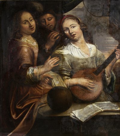 Trzej muzycy, ok. 1700 (olej na płótnie) autorstwa British School