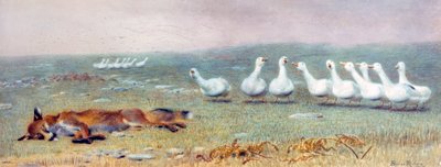 Gra w lisa i gęsi, 1868 autorstwa Briton Riviere