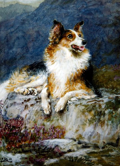 Collie w krajobrazie autorstwa Briton Riviere