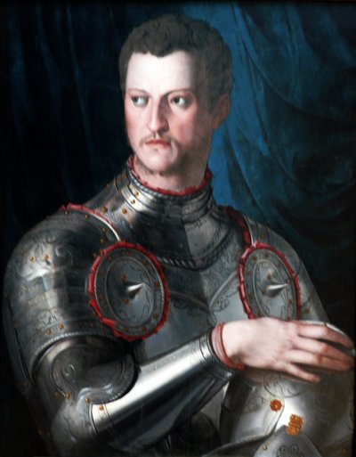 Portret Kosmy I Medyceusza w zbroi. autorstwa Bronzino