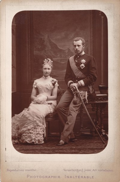 Książę koronny Rudolf z księżniczką belgijską Stephanie z okazji ich zaręczyn..., 1880. autorstwa Brussels . Photo studio Geruzet Frères