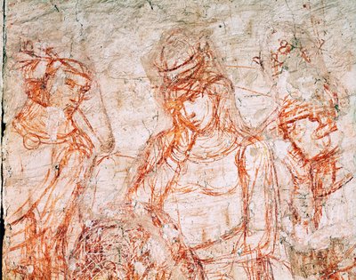 Sinopia grupy myśliwych, Trionfo della Morte, fresk ... (fresk) autorstwa Buonamico Buffalmacco