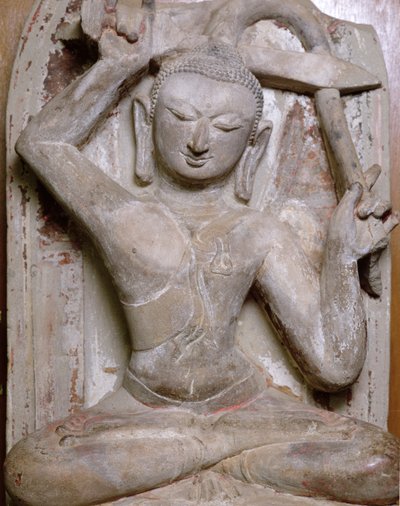 Siedzący Budda ścinający włosy autorstwa Burmese School
