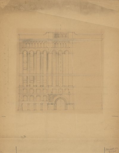 Mills Building, San Francisco, Kalifornia, Szkic projektowy autorstwa Burnham and Root