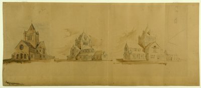 Kościół św. Gabriela, Chicago, Illinois, Szkice perspektywiczne, ok. 1930 r. 1889. autorstwa Burnham and Root