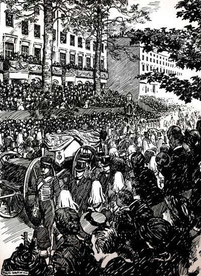 Ostatnia podróż króla Edwarda VII przez Londyn: kondukt pogrzebowy na Piccadilly, 1910 1911 autorstwa Byam Shaw