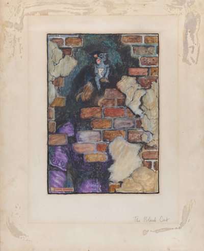 Czarny kot za „Wybrane opowieści o tajemnicy” Edgara Allana Poe, 1909, 1909. autorstwa Byam Shaw