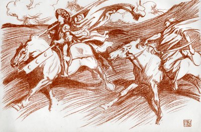Rycerz i jego Towarzysze, 1898. autorstwa Byam Shaw