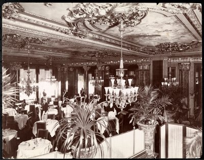 Jadalnia w Hotelu Savoy, ok.1895-96 (srebrna odbitka żelatynowa) autorstwa Byron Company