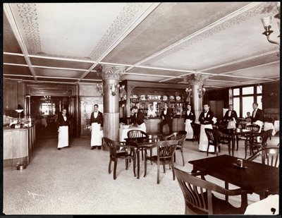 Kawiarnia w Hotelu Majestic, 1902 (srebrny odbitka żelatynowa) autorstwa Byron Company