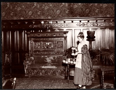 Goście podejmowani herbatą w hotelu Marie Antoinette, 1895 lub 1896 (odbitka żelatynowa) autorstwa Byron Company