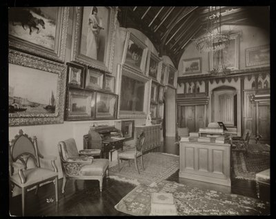 Galeria sztuki posiadłości Helen Gould (późna rezydencja Jaya Goulda) w Tarrytown, Nowy Jork, 1893-94 (srebrny odbitka żelatynowa) autorstwa Byron Company