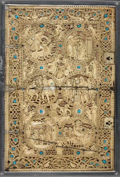 Egerton MS 1139 Górna okładka ze scenami z życia Dawida, „Psałterz Królowej Melisendy”, Jerozolima, ok. 1131-40 (kość słoniowa i turkus) autorstwa Byzantine
