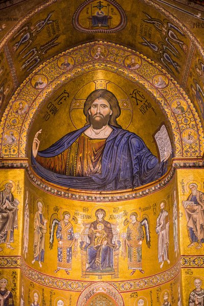 Obraz Jezusa, Katedra Santa Maria Nuova, Monreale, Sycylia, Włochy, Europa autorstwa Byzantine