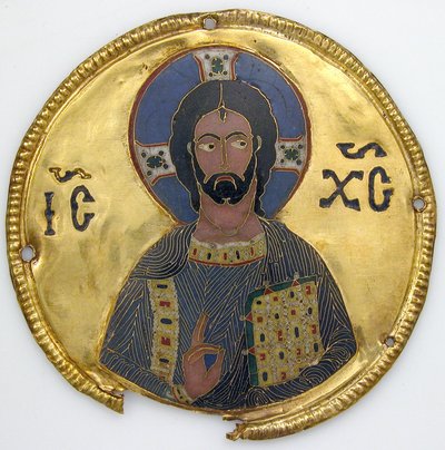 Medalion z Chrystusem z Ramy Ikony, ok. 1100 (złota, srebrna i emaliowana cloisonné) autorstwa Byzantine
