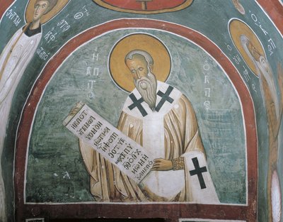 Obrazy świętego trzymającego list, Św. Ignacy z Antiochii, Panagia Too Araka, Lagoudera, Cypr autorstwa Byzantine