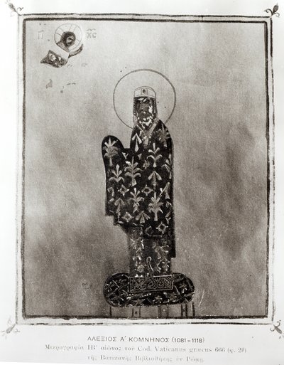 Aleksy I Komnen (1048-1118), cesarz bizantyjski (1081-1118) (welum) (zdjęcie czarno-białe) autorstwa Byzantine Byzantine