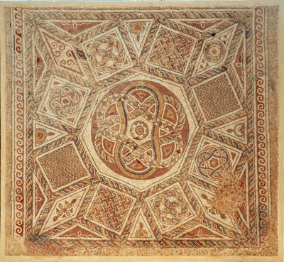 Posadzka mozaikowa z bizantyjskiego klasztoru twierdzy w Deir Qala, VI wne (mozaika) autorstwa Byzantine Byzantine