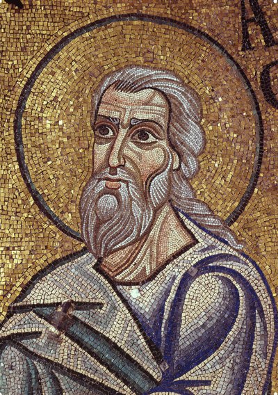 Fragment mozaiki wewnętrznej proroka Habakuka w bazylice św. Marka, XII w. autorstwa Byzantine Byzantine