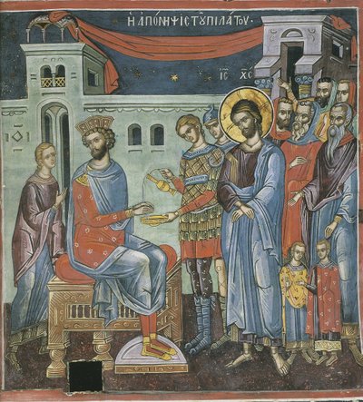 Piłat myjący ręce, XVI w. autorstwa Byzantine Byzantine