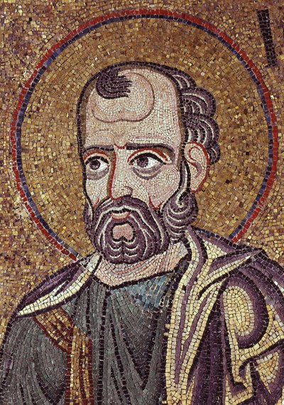 Fragment mozaiki wewnętrznej proroka Jonasza w bazylice św. Marka, XII w. autorstwa Byzantine Byzantine